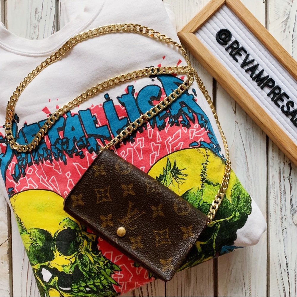 VINTAGE LOUIS VUITTON MINI POCHETTE MONOGRAM WALLET ON CHAIN CROSSBODY BAG